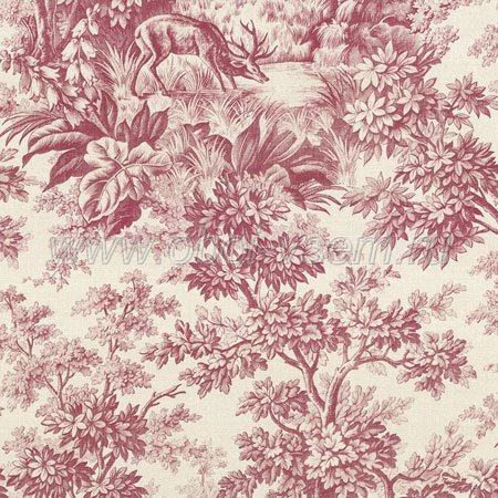   Stag Toile Burgundy Révolution Papers (Little Greene)